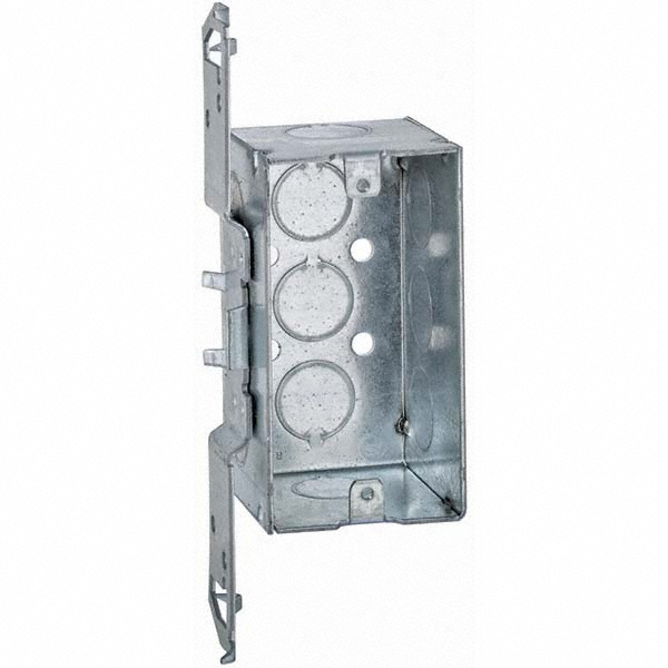 Hubbell-Raco Electrical Device Box: Steel, Rectangle, 7" OAH, 2-3/8" OAW, 2.188" OAD, 1 Gang - 678