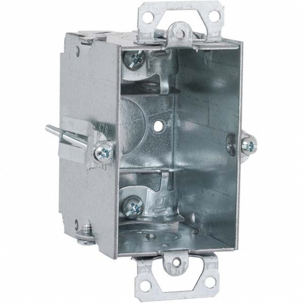 Hubbell-Raco Electrical Device Box: Steel, Rectangle, 4.22" OAH, 2" OAW, 2-1/4" OAD, 1 Gang - 471