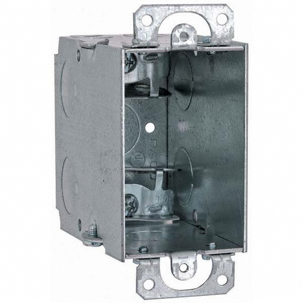 Hubbell-Raco Electrical Device Box: Steel, Rectangle, 4.22" OAH, 2" OAW, 2-1/4" OAD, 1 Gang - 471