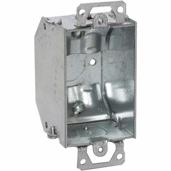 Hubbell-Raco Electrical Device Box: Steel, Rectangle, 4.22" OAH, 2" OAW, 2-1/4" OAD, 1 Gang - 471