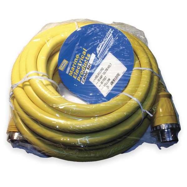 Hubbell Wiring Device-Kellems STOW Extension Cord, 6 AWG, Outdoor, 6/4, 1 Outlets, L14-50R/CS6364C, Yellow, PVC, L14-50P/CS6365C - HBL61CM52LED