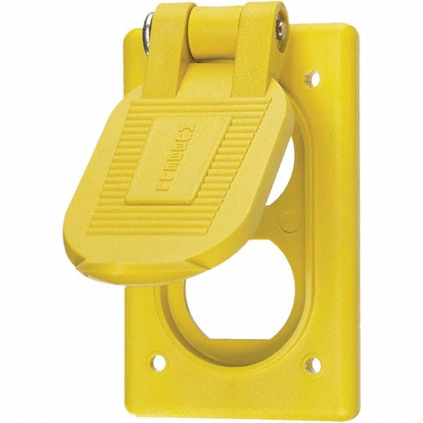 Hubbell Wiring Device-Kellems Weatherproof Box Covers; Electrical Box Shape: Rectangle; Number Of Outlets: 1; Resistance Features: Weather-Resistant; Housing Material: Polycarbonate; Overall Length: 5.9000 in; Recommended Environment: Wet Location; Overall Width: 4.1800 in; Housing Color: Black - RW58300