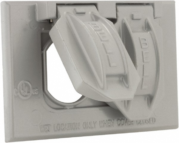 Hubbell Wiring Device-Kellems Weatherproof Box Covers; Electrical Box Shape: Rectangle; Number Of Outlets: 1; Resistance Features: Weather-Resistant; Housing Material: Polycarbonate; Overall Length: 5.9000 in; Recommended Environment: Wet Location; Overall Width: 4.1800 in; Housing Color: Black - RW58300