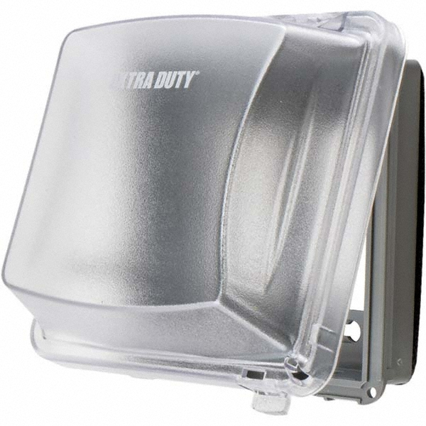 Hubbell Wiring Device-Kellems Weatherproof Box Covers; Electrical Box Shape: Rectangle; Number Of Outlets: 1; Resistance Features: Weather-Resistant; Housing Material: Polycarbonate; Overall Length: 5.9000 in; Recommended Environment: Wet Location; Overall Width: 4.1800 in; Housing Color: Black - RW58300