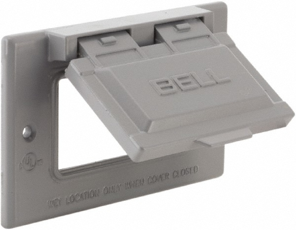 Hubbell Wiring Device-Kellems Weatherproof Box Covers; Electrical Box Shape: Rectangle; Number Of Outlets: 1; Resistance Features: Weather-Resistant; Housing Material: Polycarbonate; Overall Length: 5.9000 in; Recommended Environment: Wet Location; Overall Width: 4.1800 in; Housing Color: Black - RW58300
