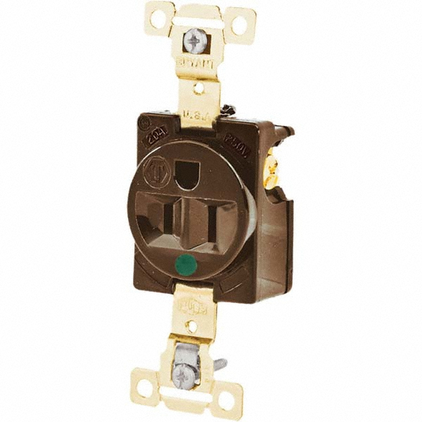Bryant Electric Straight Blade Single Receptacle: NEMA 5-15R, 15 Amps, Grounded - 8210