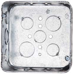 Cooper Crouse-Hinds Electrical Outlet Box: Steel, Square, 4-11/16" OAH, 4-11/16" OAW, 1-1/2" OAD, 1 Gang - TP548