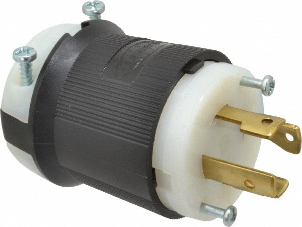 Leviton Locking Inlet: Plug, Industrial, L6-20P, 250V, Black & White - 2321