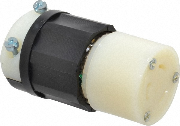 Leviton Locking Inlet: Plug, Industrial, L6-20P, 250V, Black & White - 2321