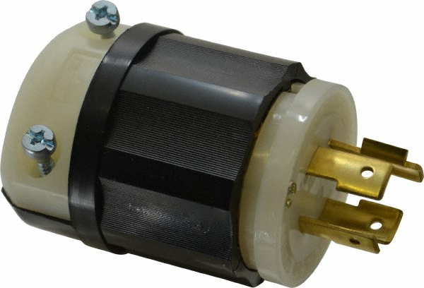 Leviton Locking Inlet: Plug, Industrial, L6-20P, 250V, Black & White - 2321