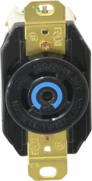 Leviton 120/208 VAC, 20 Amp, NonNEMA, Ungrounded Receptacle - 7410-B