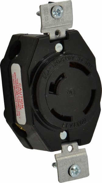 Leviton 120/208 VAC, 20 Amp, NonNEMA, Ungrounded Receptacle - 7410-B