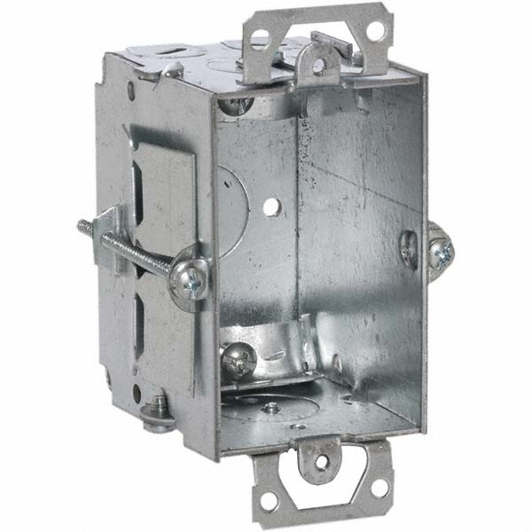 Hubbell-Raco Electrical Device Box: Steel, Rectangle, 4-1/4" OAH, 2.56" OAW, 2.78" OAD, 1 Gang - 517