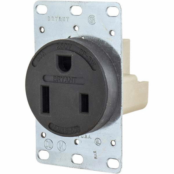 Bryant Electric Straight Blade Duplex Receptacle: NEMA 6-20R, 20 Amps, Grounded - BRY5462GRY