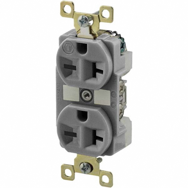 Bryant Electric Straight Blade Duplex Receptacle: NEMA 6-20R, 20 Amps, Grounded - BRY5462GRY