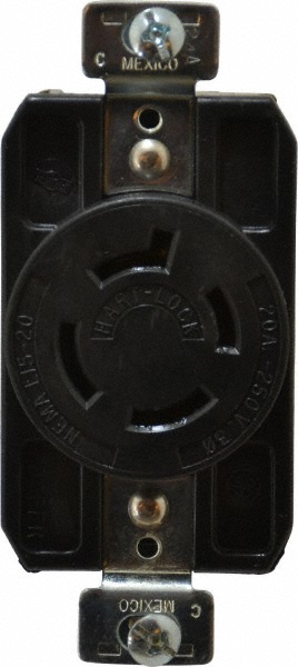 Leviton 250 VAC, 20 Amp, L15-20R NEMA, Self Grounding Receptacle - 2420