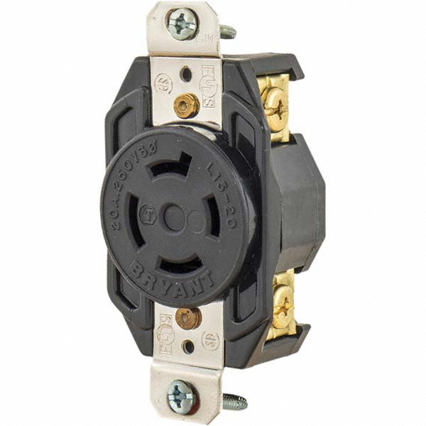 Leviton 250 VAC, 20 Amp, L15-20R NEMA, Self Grounding Receptacle - 2420