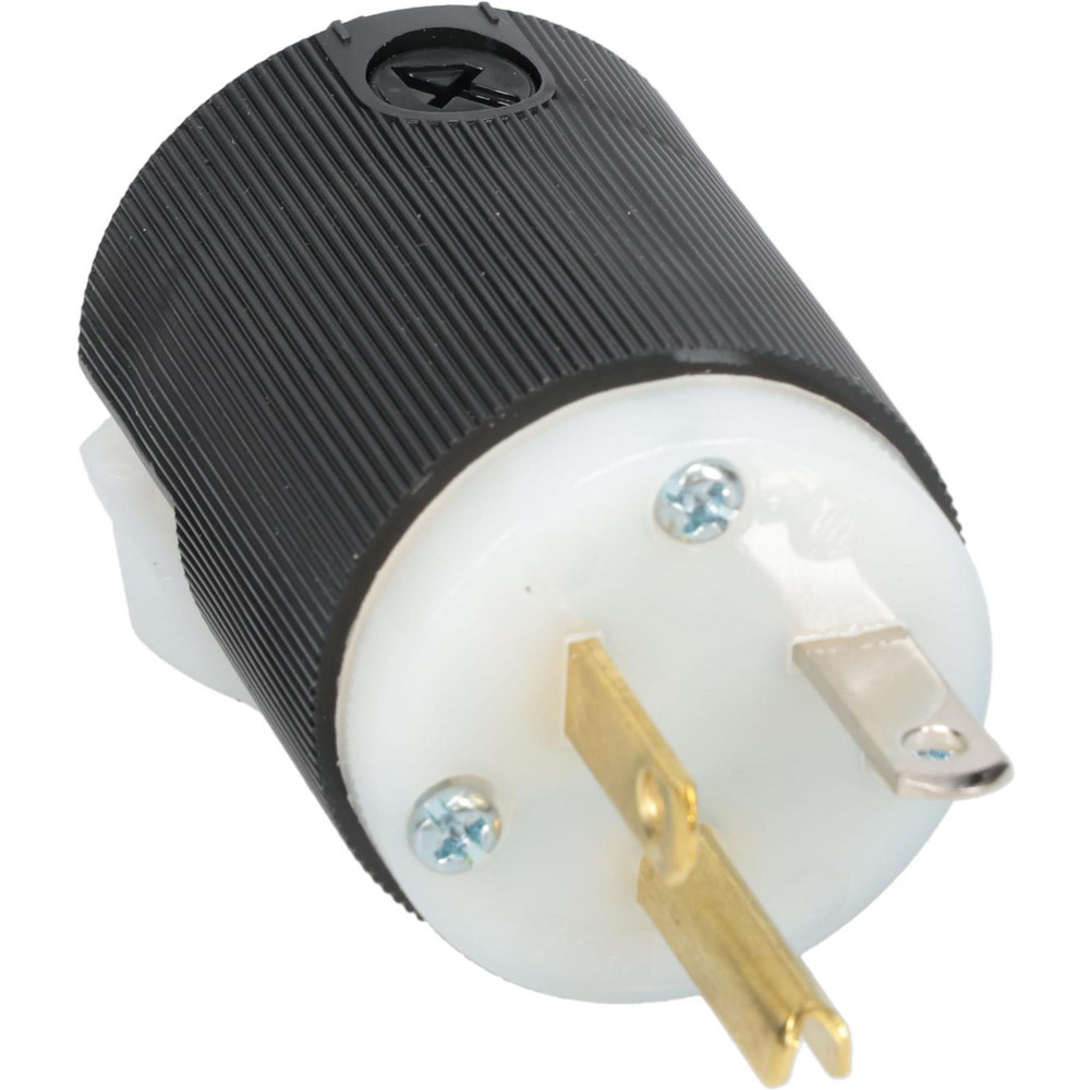 Leviton Straight Blade Plug: Industrial, 5-20P, 125VAC, Black & White - 074-5366-PLC