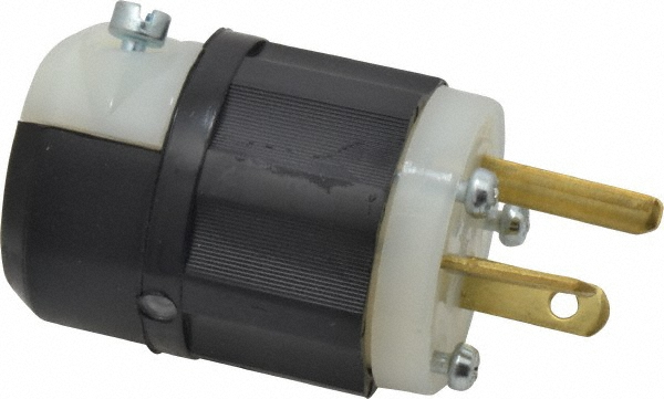 Leviton Straight Blade Plug: Industrial, 5-20P, 125VAC, Black & White - 074-5366-PLC