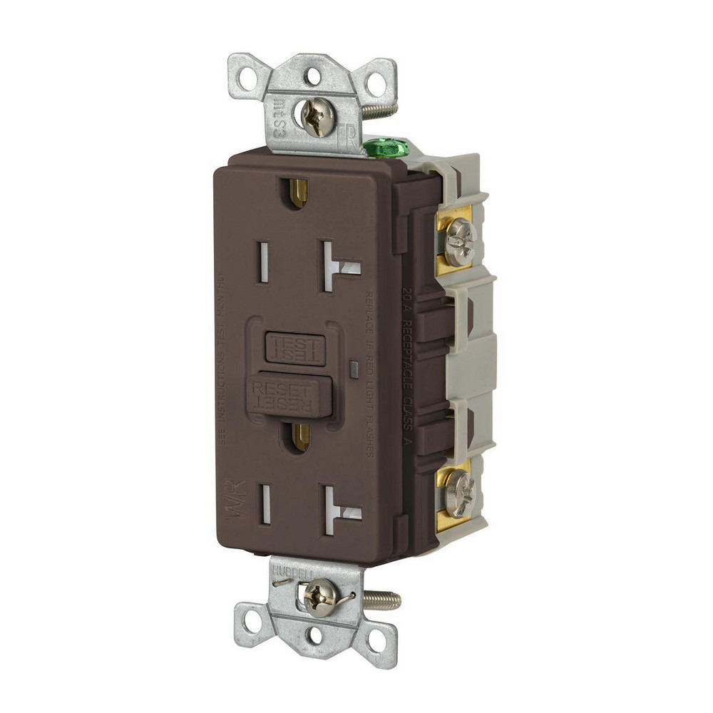 Hubbell Wiring Device-Kellems GFCI Receptacles: Receptacle Type: Duplex; Grade: Commercial; NEMA Configuration: 5-15R; Wire Connection Type: Screw Terminals; End Type: Socket - GFRTW15LA