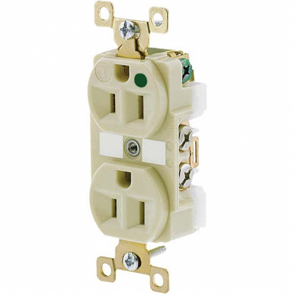 Bryant Electric Straight Blade Fourplex Receptacle: NEMA 5-15R, 15 Amps, Grounded - 1254HB