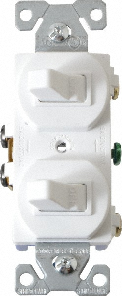 Cooper Wiring Devices 1 Pole, 120 VAC, 15 Amp, Flush Mounted, Combination Switch with Night Light - 7738LA-BOX