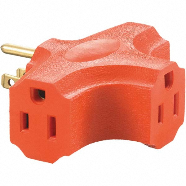 Hubbell Wiring Device-Kellems Straight Blade Adapter: Residential, 5-15R, 125VAC, Ivory - RT303