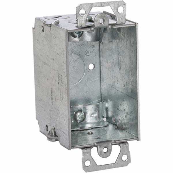 Hubbell-Raco Electrical Device Box: Steel, Rectangle, 2.27" OAH, 4-1/4" OAW, 2.72" OAD, 1 Gang - 519
