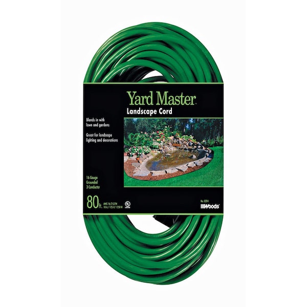 Woods Extension Cord, Outdoor, Green, 80 ft - 990394