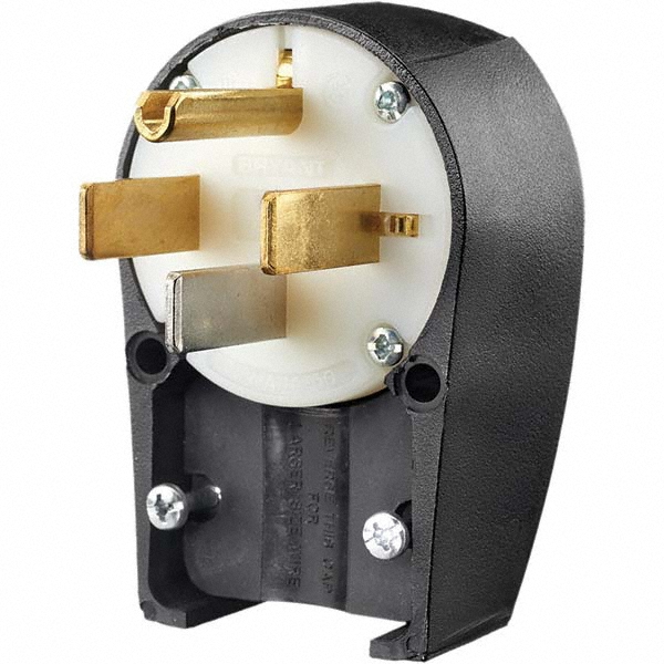 Bryant Electric Straight Blade Plug: Industrial, 15-30P, 250VAC, Black & White - 8430NP