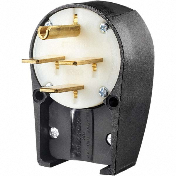 Bryant Electric Straight Blade Plug: Industrial, 15-30P, 250VAC, Black & White - 8430NP