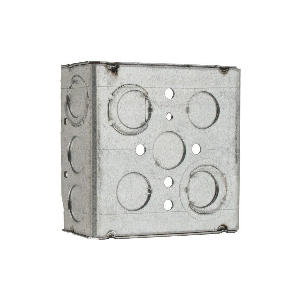 Thomas & Betts Electrical Outlet Box: Steel, Square, 4" OAH, 4" OAW, 1-1/2" OAD, 2 Gangs - 521511/23/4EW