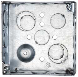 Cooper Crouse-Hinds Electrical Outlet Box: Steel, Square, 4" OAH, 4" OAW, 1-1/2" OAD, 1 Gang - TP830