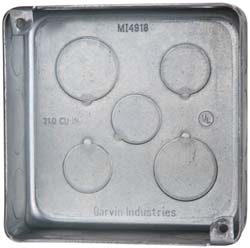 Cooper Crouse-Hinds Electrical Outlet Box: Steel, Square, 4" OAH, 4" OAW, 1-1/2" OAD, 1 Gang - TP830