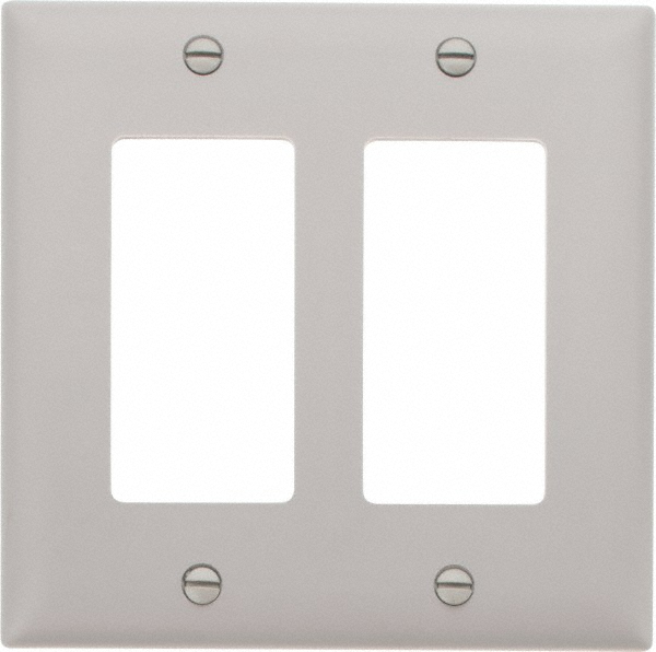 Pass & Seymour 2 Gang, 4-3/4 Inch Long x 4-11/16 Inch Wide, Standard Switch Plate - TP2GRY