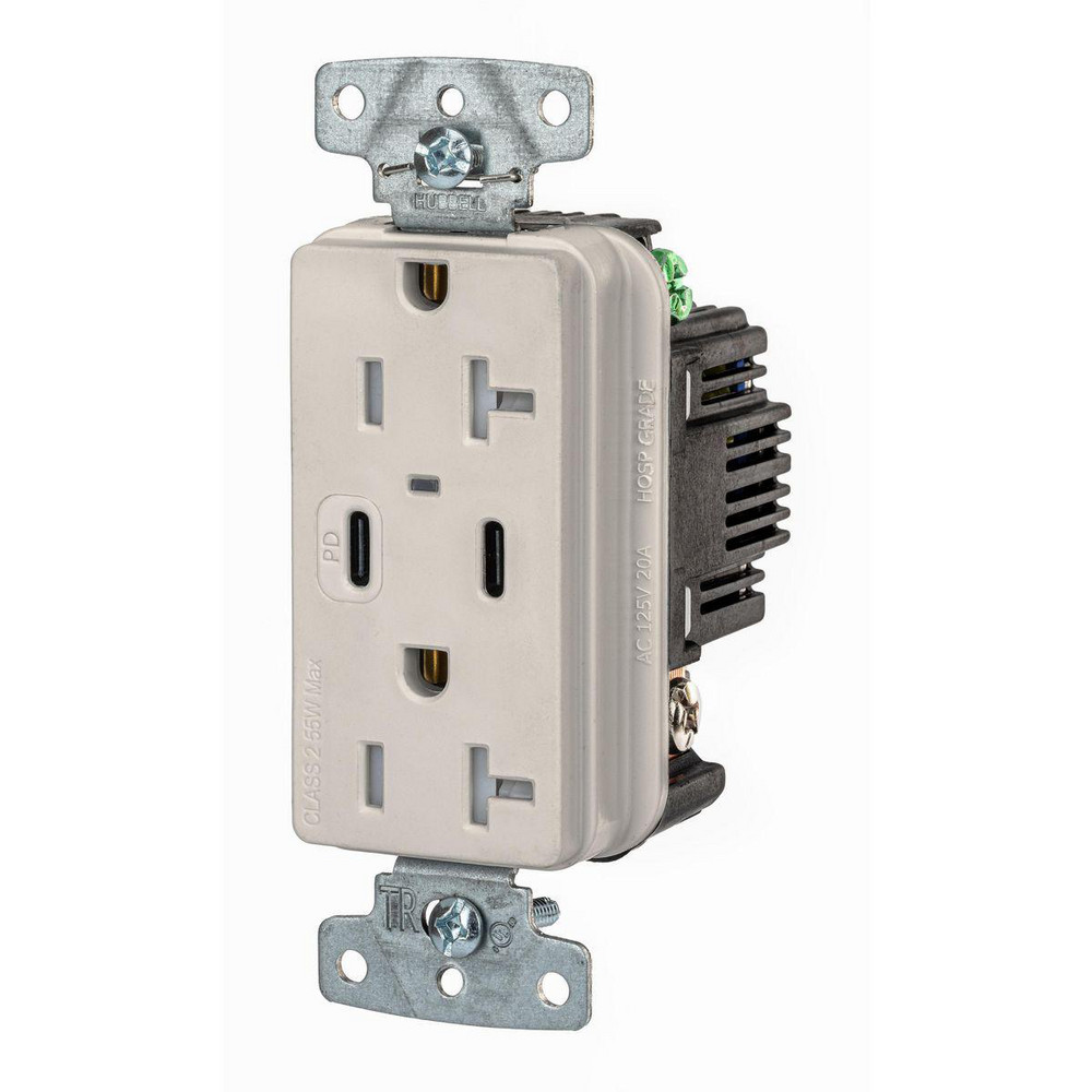 Hubbell Wiring Device-Kellems USB Receptacles: Usb Connection Style: Standard; Number of USB Ports: 2; Number Of Usb Ports: 2; Number Of Receptacles: 2; Charging Power: 1.5 A - USB20ACPDLA