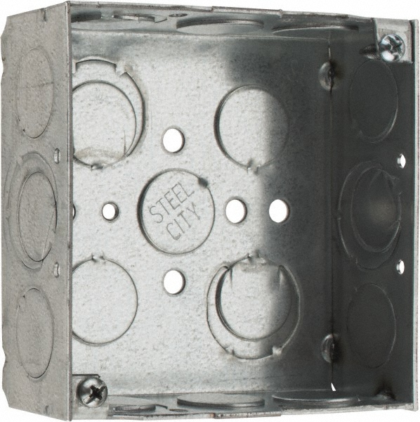 Cooper Crouse-Hinds Electrical Ceiling Box: Steel, Octagon, 4" OAH, 4" OAW, 3-1/2" OAD - TP624
