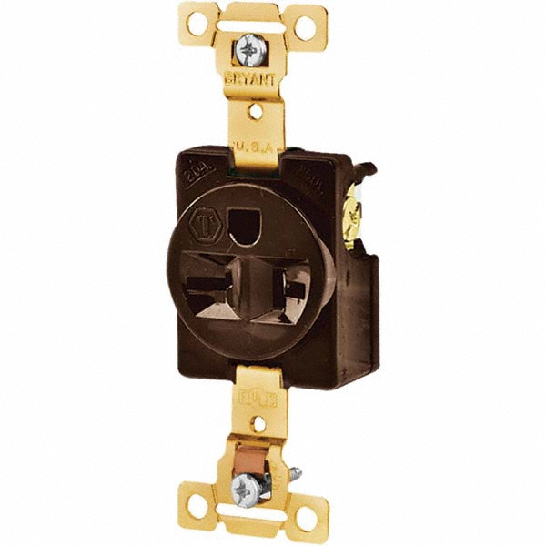 Bryant Electric Straight Blade Single Receptacle: NEMA 6-20R, 20 Amps, Grounded - 5461