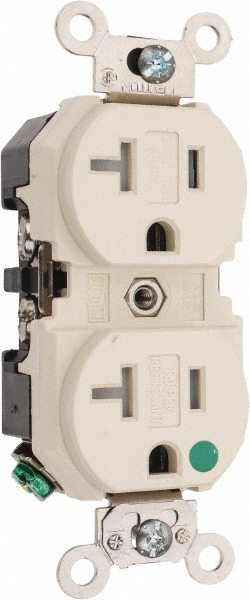 Cooper Wiring Devices Straight Blade Duplex Receptacle: NEMA 5-20R, 20 Amps, Self-Grounding - TR8300V
