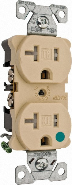 Cooper Wiring Devices Straight Blade Duplex Receptacle: NEMA 5-20R, 20 Amps, Self-Grounding - TR8300V