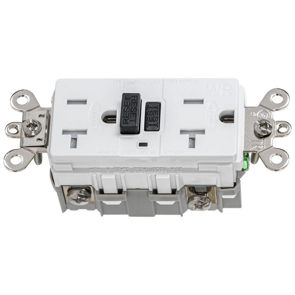 Hubbell Wiring Device-Kellems GFCI Receptacles: Receptacle Type: Duplex; Grade: Industrial, Hospital; NEMA Configuration: 5-15R - GFSG8200I