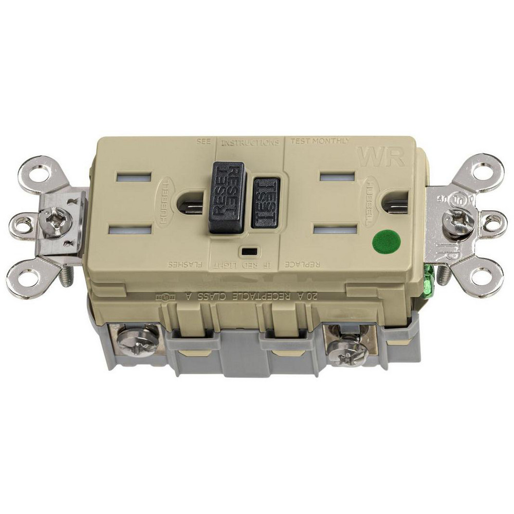 Hubbell Wiring Device-Kellems GFCI Receptacles: Receptacle Type: Duplex; Grade: Industrial, Hospital; NEMA Configuration: 5-15R - GFSG8200I