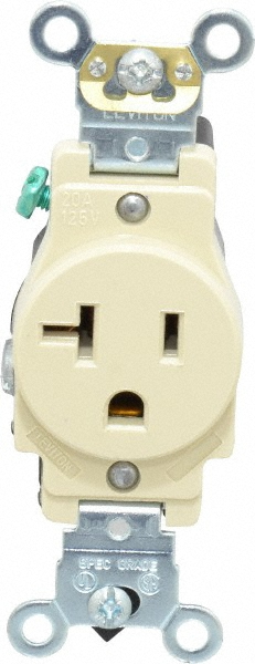 Bryant Electric Straight Blade Single Receptacle: NEMA 10-20R, 20 Amps, Ungrounded - 9326