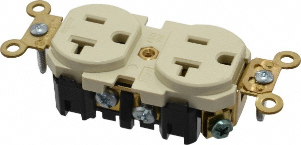 Bryant Electric Straight Blade Single Receptacle: NEMA 10-20R, 20 Amps, Ungrounded - 9326