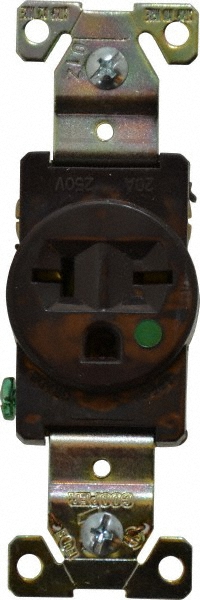 Cooper Wiring Devices Straight Blade Single Receptacle: NEMA 6-20R, 20 Amps, Self-Grounding - 8410B