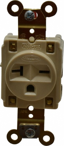 Cooper Wiring Devices Straight Blade Single Receptacle: NEMA 6-20R, 20 Amps, Self-Grounding - 8410B