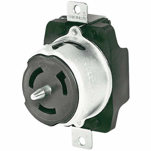 Bryant Electric Twist Lock Receptacles; Receptacle/Part Type: Receptacle; Gender: Female; NEMA Configuration: Non-NEMA; Flange Style: No Flange; Amperage: 50 A; Voltage: 250 V ac; Number Of Poles: 2; Number Of Wires: 3; Resistance Features: Impact-Resistant; Number of Poles: 2; Grounding Style: Grounding - CS8269A