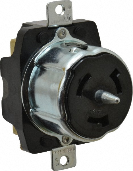 Bryant Electric Twist Lock Receptacles; Receptacle/Part Type: Receptacle; Gender: Female; NEMA Configuration: Non-NEMA; Flange Style: No Flange; Amperage: 50 A; Voltage: 250 V ac; Number Of Poles: 2; Number Of Wires: 3; Resistance Features: Impact-Resistant; Number of Poles: 2; Grounding Style: Grounding - CS8269A