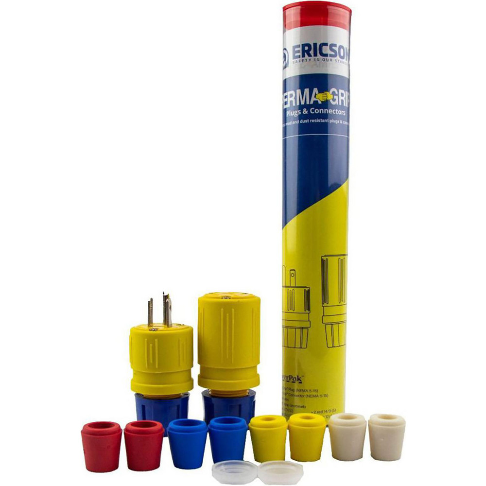 Ericson Mfg Straight Blade Plugs & Connectors: Connector Type: Female, Male; Grade: Industrial; Connector Angle: No Angle; Amperage: 15.0000 - 1447PP