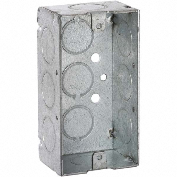 Cooper Crouse-Hinds Electrical Wall Box: Steel, Rectangle, 4" OAH, 2-1/8" OAW, 1-7/8" OAD, 1 Gang - TP594